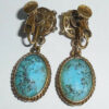 Vintage Art Deco Accessorcraft Glass Turquoise Antique Dangle Screwback Earrings