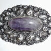 Antique Victorian Art Nouveau 800 Euro Silver Amethyst Aesthetic Fruit Sash Dress Pin Large