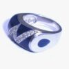 Sterling Silver Modernist Blue Enamel Cz Ring Letter N Size 6.25