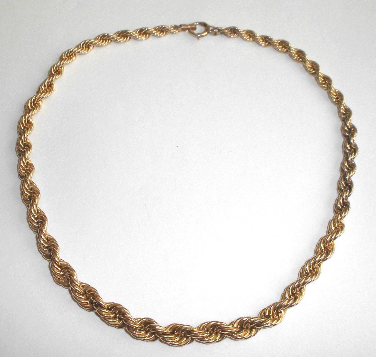 12k Gold Filled Graduated Rope Chain Necklace 33.4gr