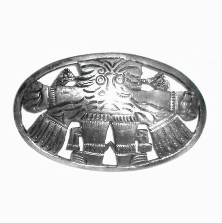 Heavy Peruvian 900 Silver Artist Signed Tribal Pin 32.9 Gr Latin South American