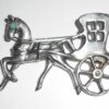 Heavy Vintage Mexican Sterling Silver Horse Stagecoach Horse And Carriage Pin