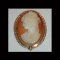 Art Deco Marked 12k Gold Filled Filigree Natural Carved Shell Cameo Pendant Pin