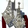 Vintage Handmade Hand Cut 2 3/8" Long Serling Silver Fancy Pierced Post Earrings
