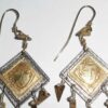 Handmade Susan Brooks Sterling Silver 22k Gold Egyptian Lady Shoulder Duster Earrings