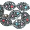 Taxco Vintage Mexican Sterling Silver Amethyst Coral Turquoise Gemstone Bracelet 7 3/8"