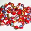 Vintage Red Italian Murano Millefiori Hand Fused Glass 29.5" Long Necklace