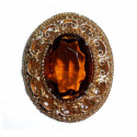 Florenza Retro Vintage Faceted Glass Topaz Pin Great Condition No Wear