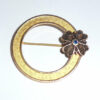Vintage Late Art Deco 10k Yellow And Rose Gold Filled French Guilloche Enamel Circle Pin Excellent No Wear