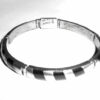 Vintage Handmade Mexican Sterling Silver Hand Cut Onyx Striped Bracelet Size 7 Small To Medium