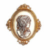 Vintage Mid Century Florenza 2 1/4 Fancy Shadowed Cameo Portrait Pin No Wear Condition