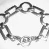 Vintage Modernist Sterling Silver Geometrics Toggle Bracelet 7.75 7 3/4 Inch Long