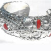 Very Fancy 61.3gr Native American Ef Sterling Silver Red Coral Navajo Open Cuff Bracelet Size 7 Medium