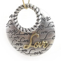 925 Sterling Silver And 18k Gold Alysa Designer Siganture Love Cable Collar Pendant