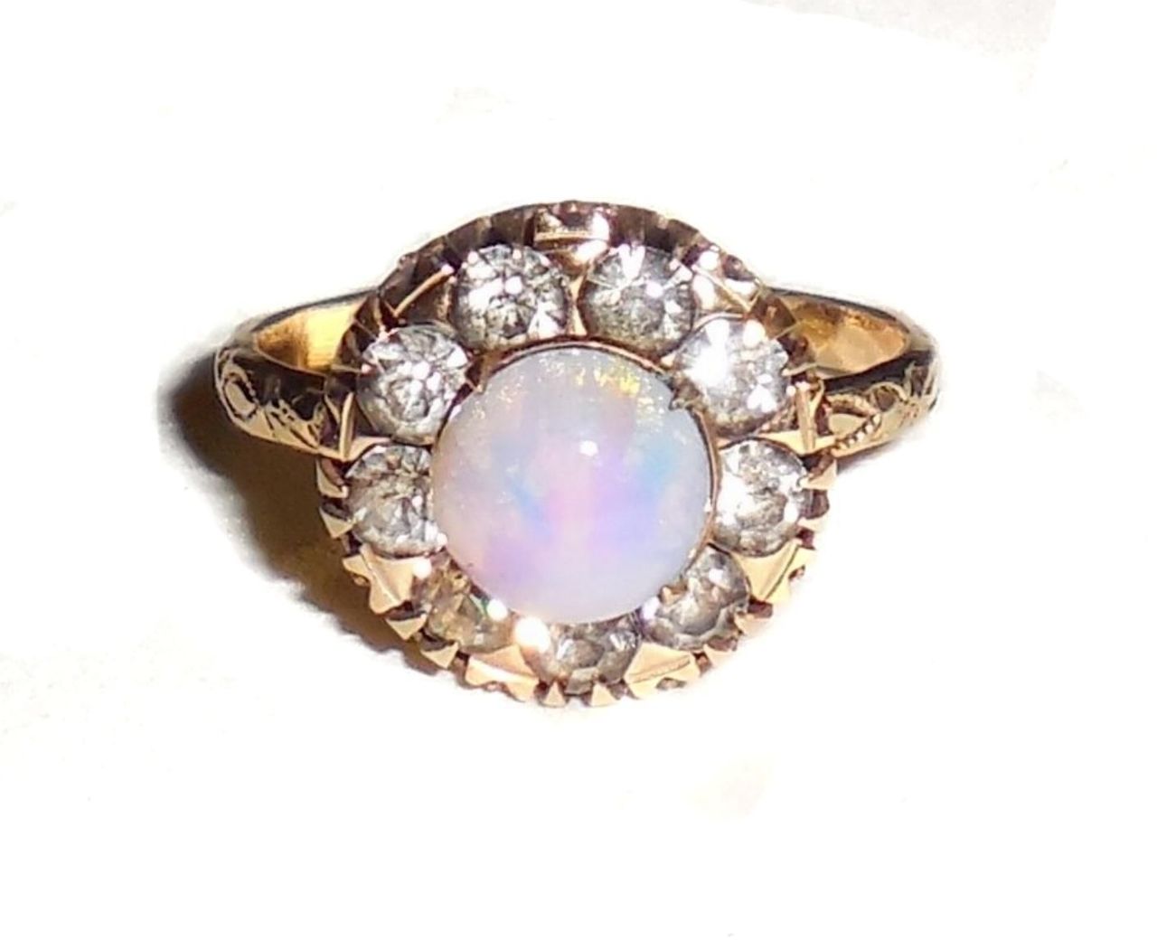 Antique Art Nouveau To Art Deco Clark & Coombs 1/30th 14k Rgp Faux Opal Ring
