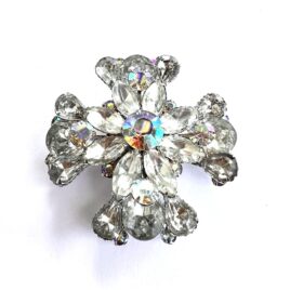 Vintage 1950s 1960s AB Swarovski Dior Crystal Greek Centered Cross Brooch Size Large Lapel