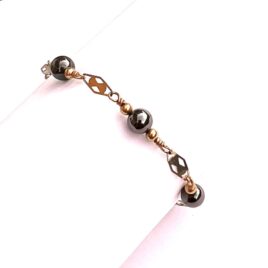 Vintage 14k Gold Filled 6m Hematite Filigree Bracelet Size 6.75