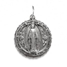 Art Deco to Mid Century Hayward Sterling Silver Miraculous Mary Pendant Christian Catholic Medal Fob