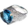 Big Heavy Platinum 11.45 Ct Diamond Blue Topaz Mens Womens Ring Size 6.75