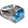 Big Heavy Platinum 11.45 Ct Diamond Blue Topaz Mens Womens Ring Size 6.75