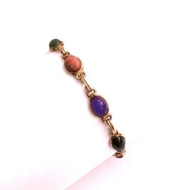 Vintage 1/20th 12K Gold Filled Gemstone Petite 1/4" Layering Scarab Bracelet 7"