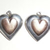 Vintage Retro Sterling Silver And 14k Gold Pair Of 2 Heart Dangles For Earrings Pendant
