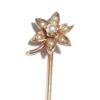 Edwardian Art Deco Antique 14k Yellow Gold Seed Pearl Flower Stickpin Hat Pin Stick Pin