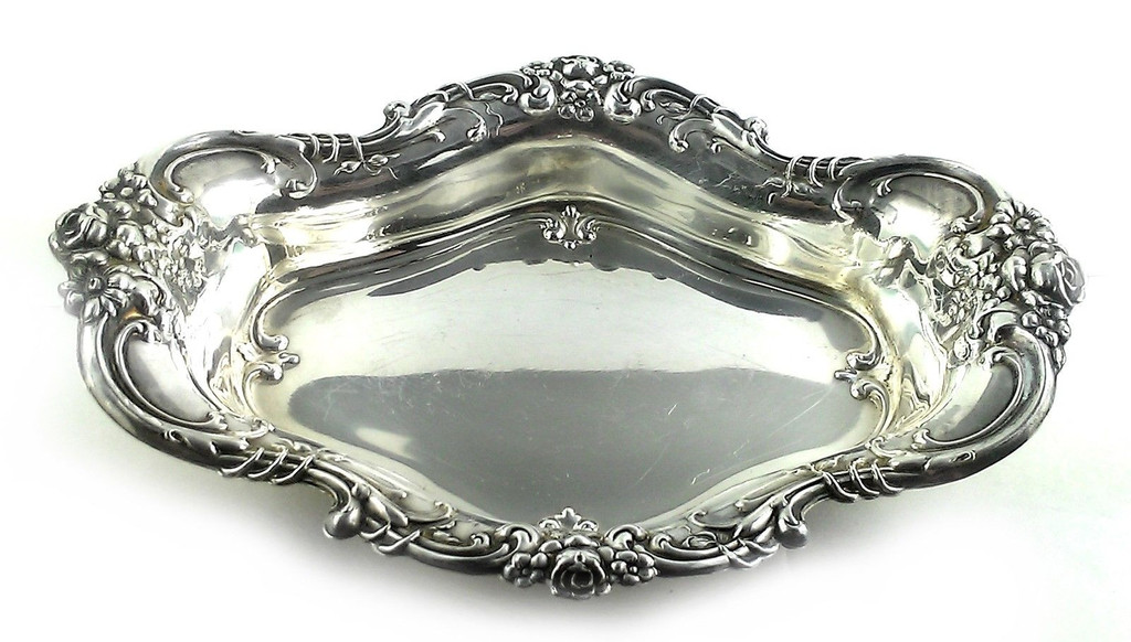 Pair Vintage Wallace Sterling Silver 6.5 Inch Serving Trays Nut Pickle Candy No Monogram