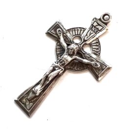 Art Deco Sterling Silver Irish Celtic Cross Crucifix Pendant Christian