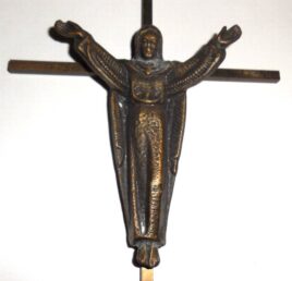 Mid Century Modern 1960s Brass Risen Christ The Redeemer Crucifix Cross