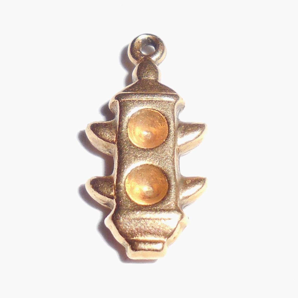 Vintage 14K Yellow Gold Streetlight Traffic Light Charm