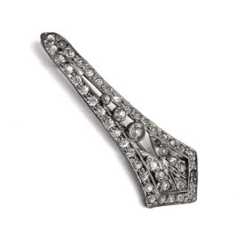 Antique 1900 Halley's Comet Cushion Old Cut Paste Silver Gilt C Clasp Pin