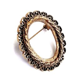 Vintage 1970s Victorian Revival Fancy Oval Photo Frame Pin Brooch Cameo Portrait Repair Restore