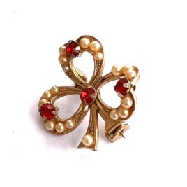 Vintage 1950s Coro 3 Leaf Clover Petite Scatter Pin Collar Point Scarf  Loose Pearl