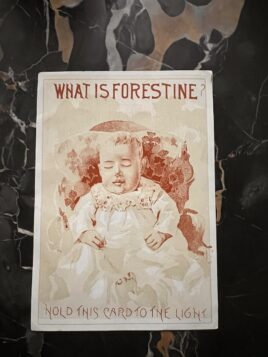 Antique 1870s Forestine Hold To Light Baby Bitters Advertising Card Anderson Victorian Novelty
