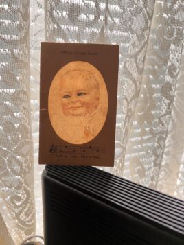 1888 Victorian Hold To Light Advertising Peek-a-boo Baby Card Mellin's Food Infants and Invalids