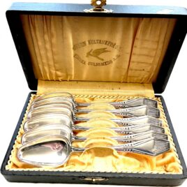 Mid Century Scandinavian 1958 Finnish 813 Silver Set 6 Fruit Spoons No Monogram Original Box