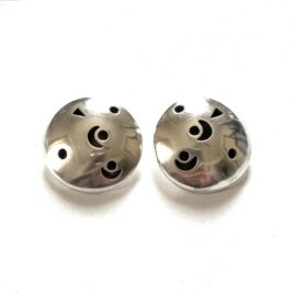 Vintage Sterling Silver Large Clip On Earrings 1950s 1960s Mid Century Atomic Age 1.25"
