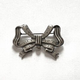 1942-1945 Vintage Art Deco Coro Sterling Silver Dots Bow Pin Brooch Restore Recycle