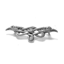 Antique Victorian Silver Celtic Scottish Knot Norse Zoomorphic Long Beaked Double Bird Pin Brooch