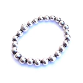 Vintage Italian Sterling Silver 8m Ball Bracelet: 1970s 1980s, Size 7 1/8"