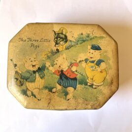 Vintage 1940s Three Little Pigs Nursery Rhyme Tin Childrens Box Metal Box Company England