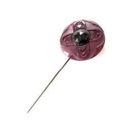 Antique 1900-1910 Edwardian Art Nouveau Czech Amethyst Molded Glass Stickpin Hatpin Jabot Stick Pin