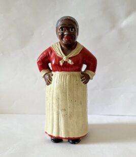 Antique 1905-1930 Original Authentic Hubley Aunt Jemima Mammy Cast Iron Coin Bank Blue Scarf