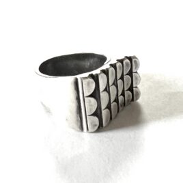 1960s Scandinavian Anna Greta Eker Modernist Dragon Scales Sterling Silver Ring Mid Century Adj Size 7