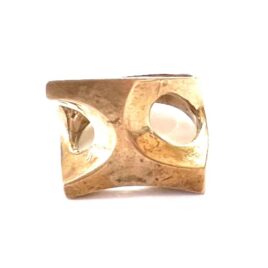 Vintage Mid Century 14K Gold Plated Brutalist Ring Size 7.25 Restore Replate Repurpose Repair