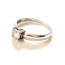 Vintage 1980s-1990s Real Diamonique 925DQ Sterling Silver Cubic Zirconia Basket Setting Ring Size 8.5