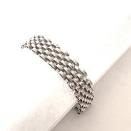 Vintage Italian Sterling Silver Panther Link Bracelet Italy 1980s Late Mid Century 7.25"