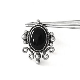 Vintage Taxco Mexican Sterling Silver Onyx Cab Pocket Dangle Watch Vest Hook Chatelaine Belt