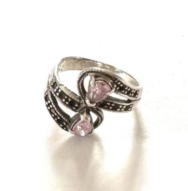 Vintage 1980s Sterling Silver Amethyst Glass Closed Bypass Ring Parts Repair Restore Size 7